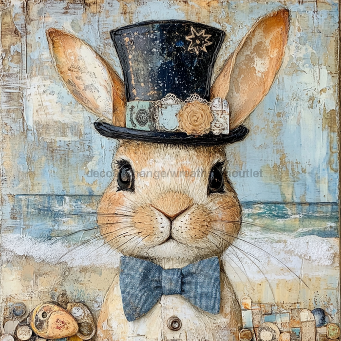 Nautical Sign, Easter, Bunny Sign, DCO-02596, Sign For Wreath, 10x10" Metal Sign