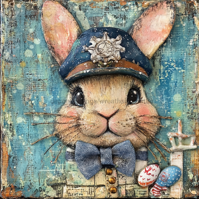 Nautical Sign, Easter, Bunny Sign, DCO-02597, Sign For Wreath, 10x10" Metal Sign