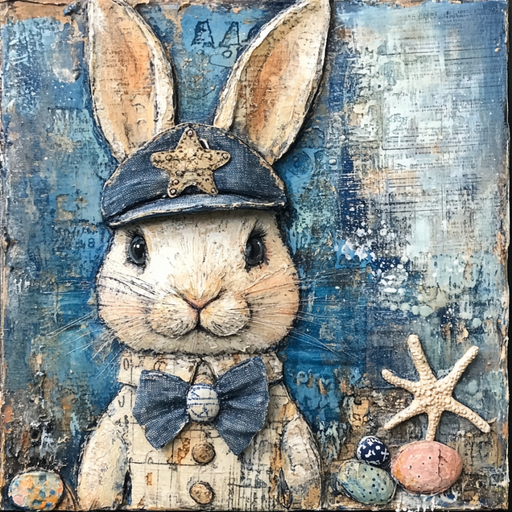 Nautical Sign, Easter, Bunny Sign, DCO-02599, Sign For Wreath, 10x10" Metal Sign