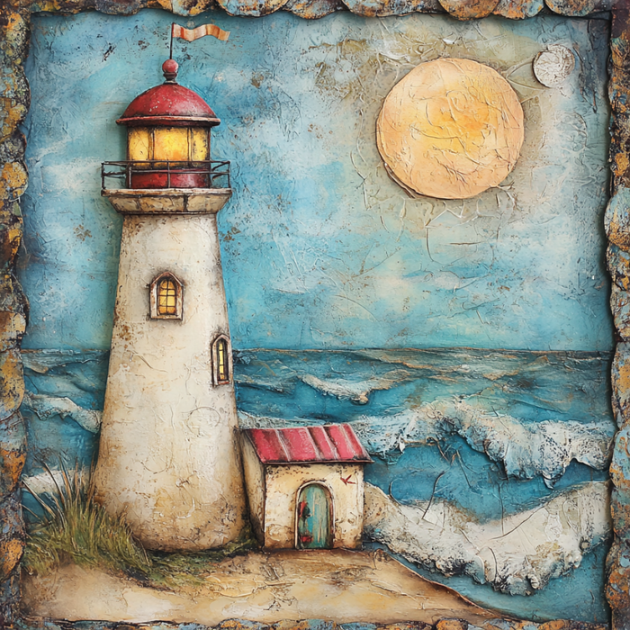 Nautical Sign, Light House Sign, DCO-02560, Sign For Wreath, 10x10" Metal Sign