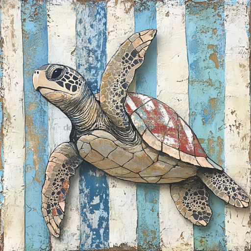 Nautical Sign, Sea Turtle Sign, DCO-02565, Sign For Wreath, 10x10" Metal Sign