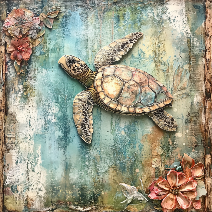 Nautical Sign, Sea Turtle Sign, DCO-02574, Sign For Wreath, 10x10" Metal Sign