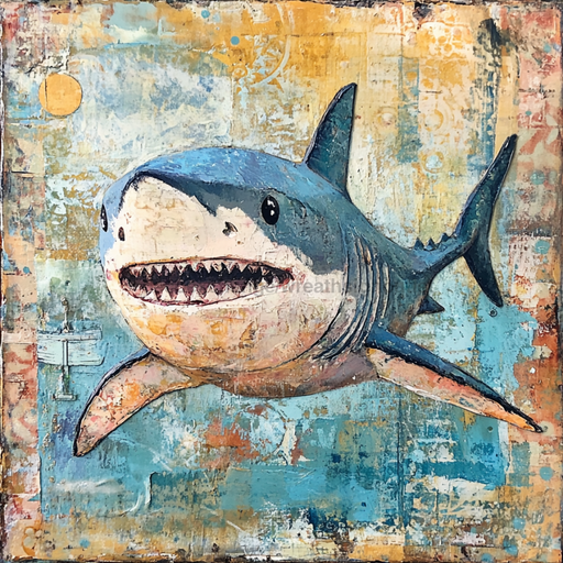 Nautical Sign, Shark Sign, DCO-02577, Sign For Wreath, 10x10" Metal Sign
