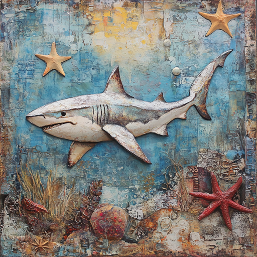 Nautical Sign, Shark Sign, DCO-02591, Sign For Wreath, 10x10" Metal Sign