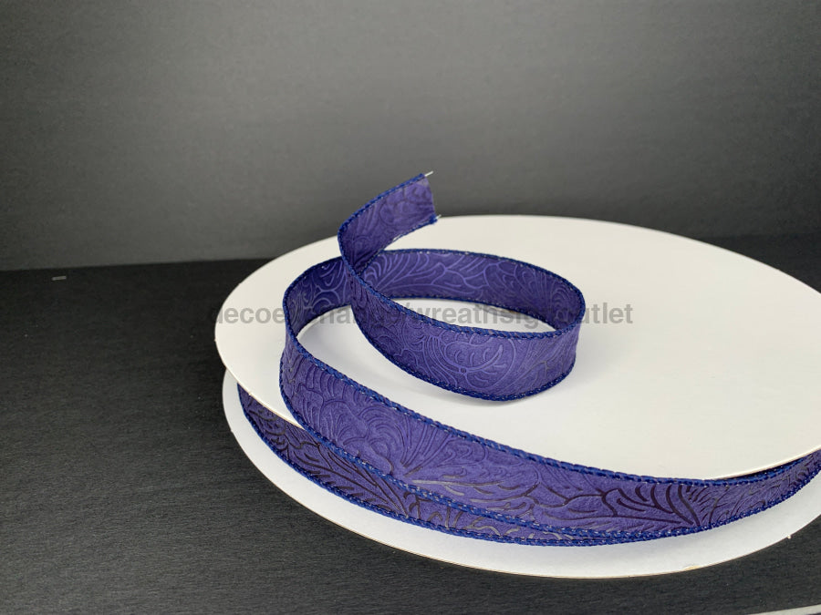 Navy Flower Embossed 7/8’X50Y 984205 - 27C Ribbon