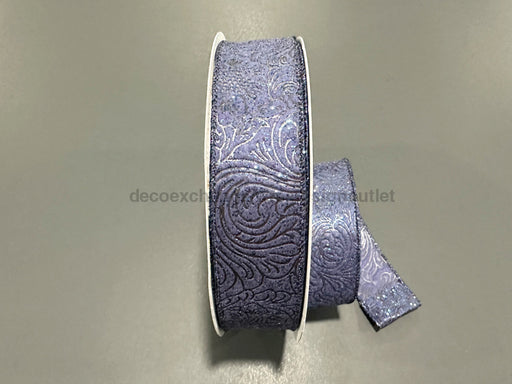 Navy Glittered Flower Embossed 1.5’’X50Y 871-09-441 Ribbon