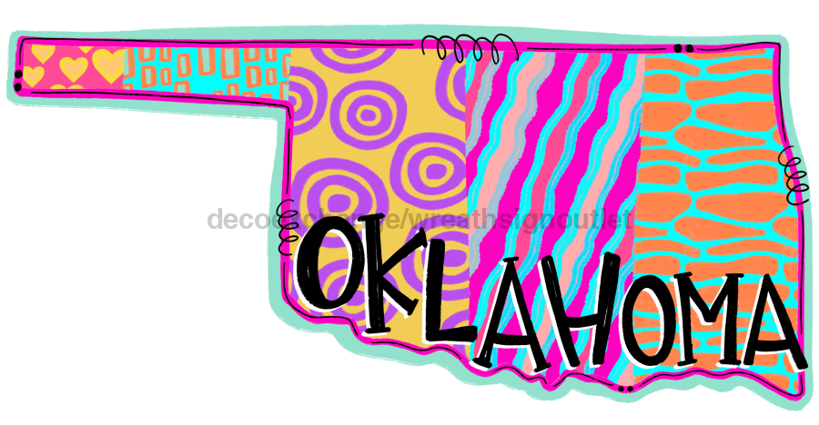 Oklahoma Sign State Door Hanger Wood Sign Decoe-W-0146 22