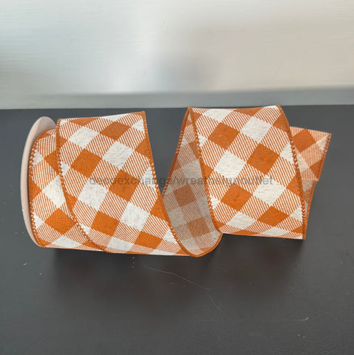 Orange Diagonal Check Plaid Ribbon 2.5’X10Y C2340 - 079 Ribbon