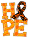 Orange Hope Sign Awareness Door Hanger Wood Sign Decoe-W-0135 22