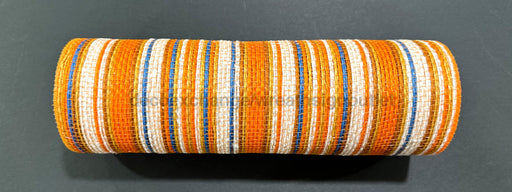 Orange-Rust-Blue-Ivory Fall Stripe Mesh 10’’X10Y XB253310-19 Mesh
