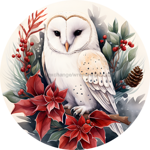 Owl Sign Winter Decoe-4685 For Wreath 10 Round Metal