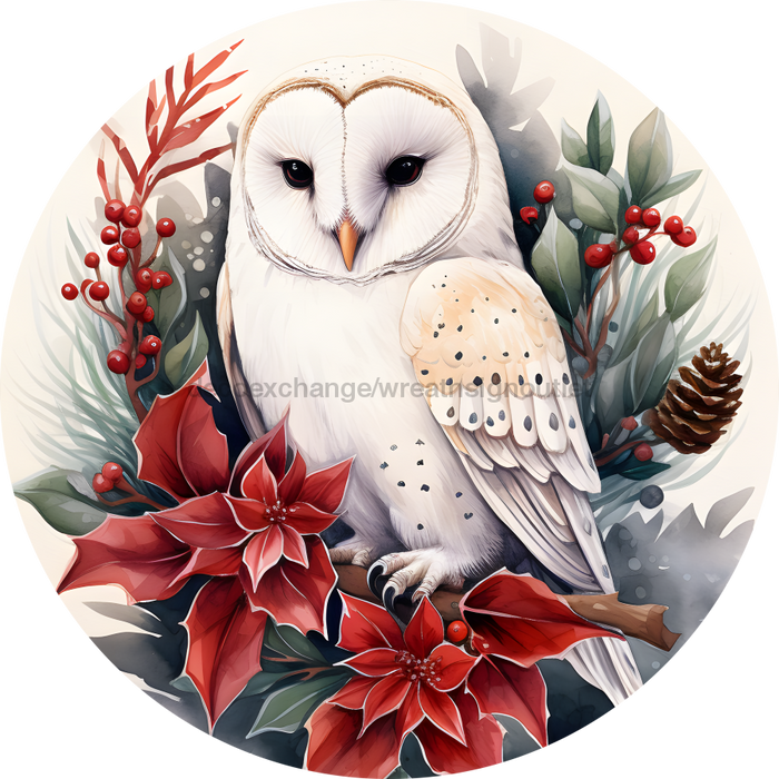 Owl Sign Winter Decoe-4685 For Wreath 10 Round Metal