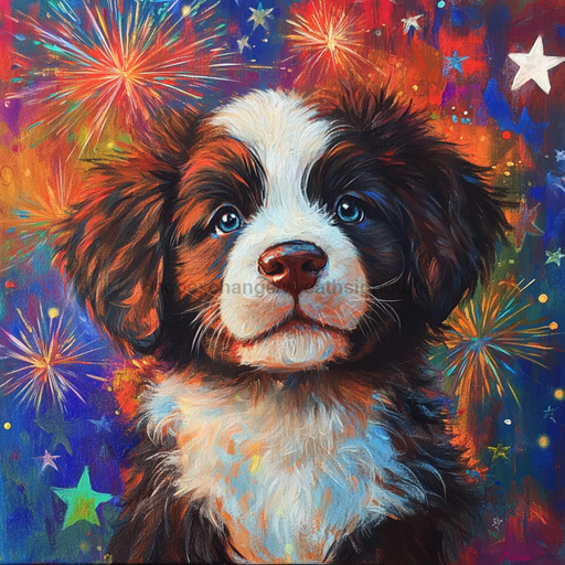 Patriotic Dog Sign, DCO-13354, Sign For Wreath, 10x10" Metal Sign