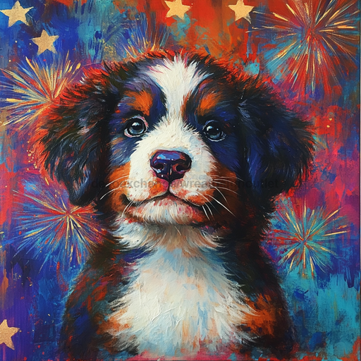 Patriotic Dog Sign, DCO-13360, Sign For Wreath, 10x10" Metal Sign