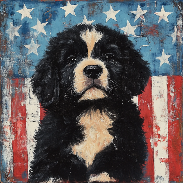 Patriotic Dog Sign, DCO-13361, Sign For Wreath, 10x10" Metal Sign