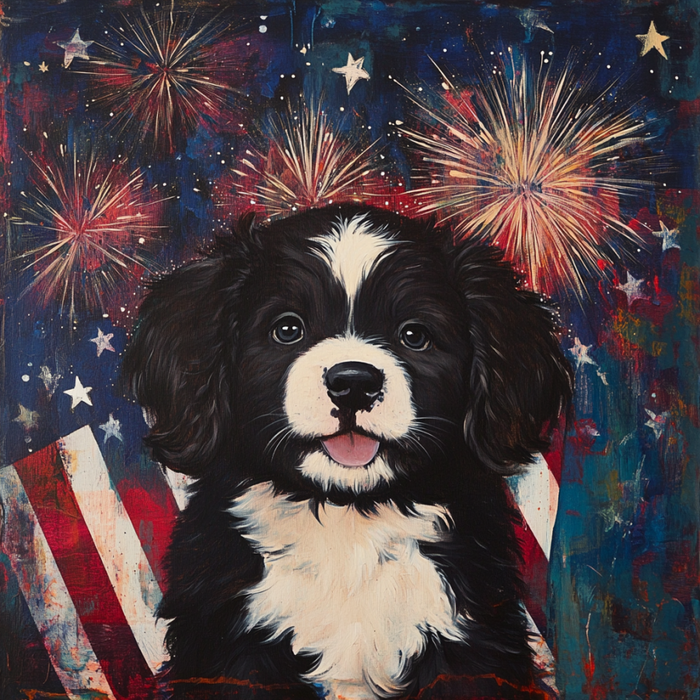 Patriotic Dog Sign, DCO-13365, Sign For Wreath, 10x10" Metal Sign