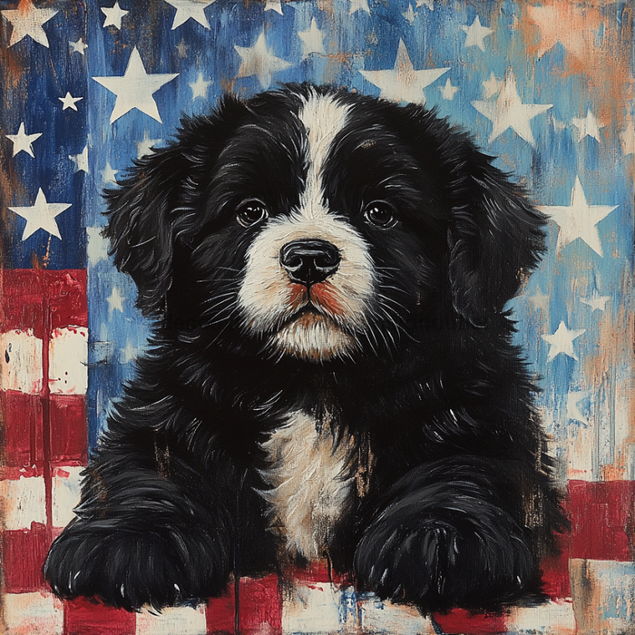 Patriotic Dog Sign, DCO-13366, Sign For Wreath, 10x10" Metal Sign