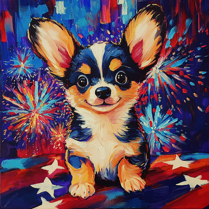 Patriotic Dog Sign, DCO-13383, Sign For Wreath, 10x10" Metal Sign