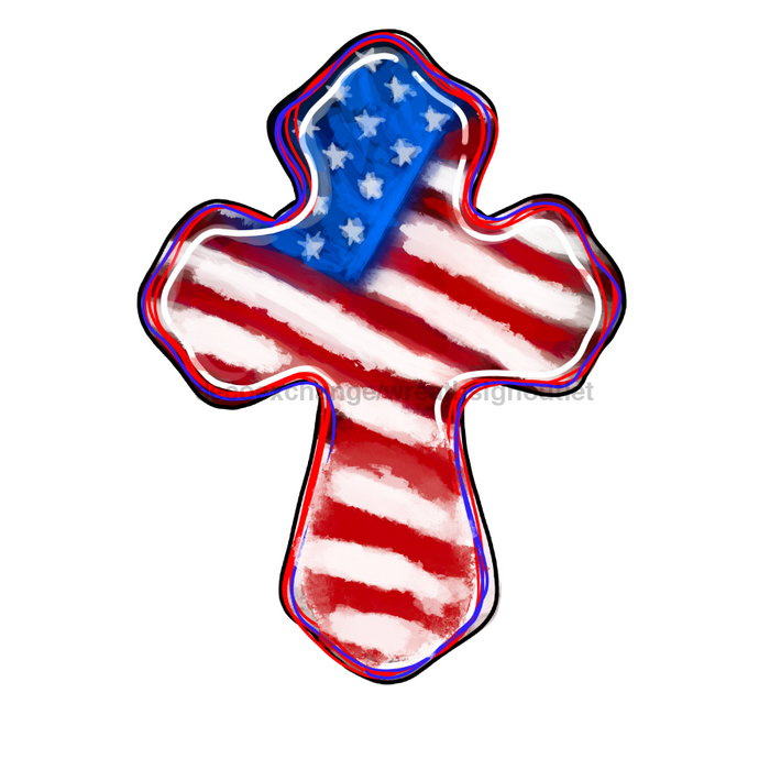 Patriotic Door Hanger Cross Wood Sign Decoe-W-511 22
