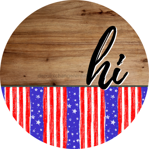 Patriotic Door Hanger Hi Dco - 01487 - Dh 18’ Round Wood