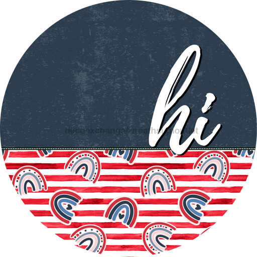 Patriotic Door Hanger Hi Dco - 01524 - Dh 18’ Round Wood