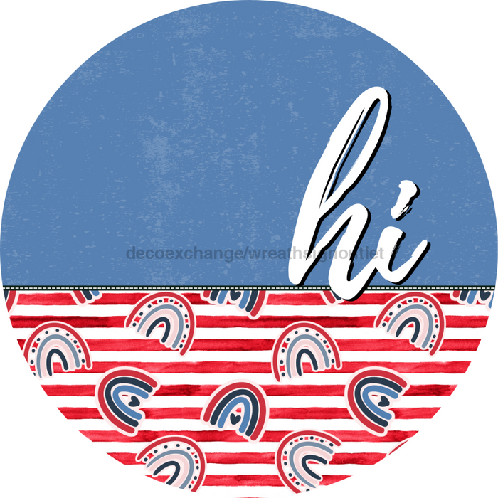 Patriotic Door Hanger Hi Dco - 01527 - Dh 18’ Round Wood