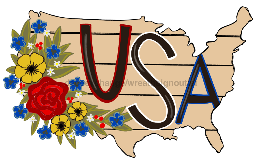 Patriotic Door Hanger Usa Decoe-W-791-Dh 22’ Wood