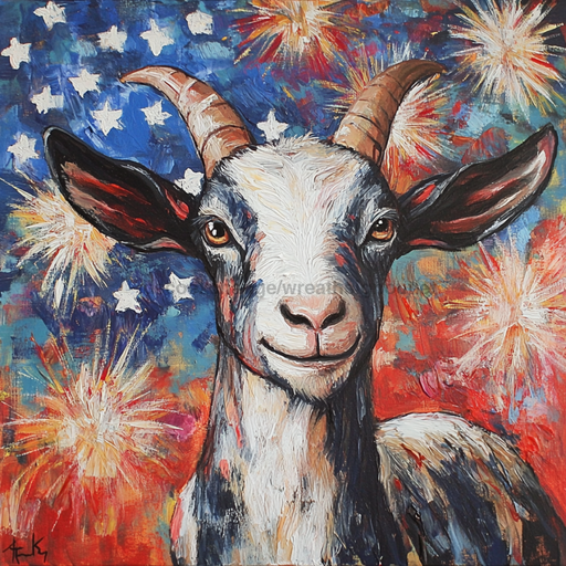 Patriotic Goat Sign, DCO-13348, Sign For Wreath, 10x10" Metal Sign