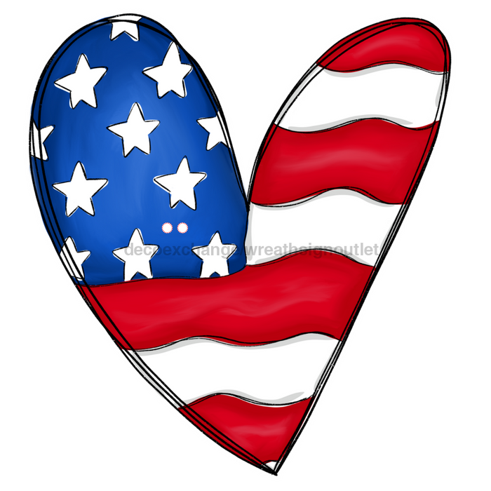 Patriotic Heart Hanger Cut Bow Holes Wood Sign Decoe-W-903437 22 Door