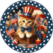 Patriotic Sign Partriotic Cat Decoe-5181 10’ Metal Round