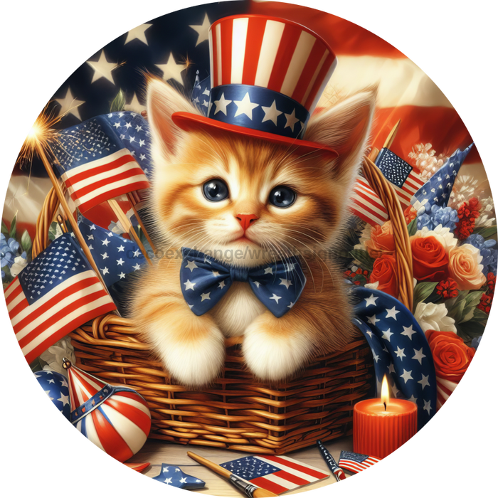 Patriotic Sign Partriotic Cat Decoe-5183 10’ Metal Round