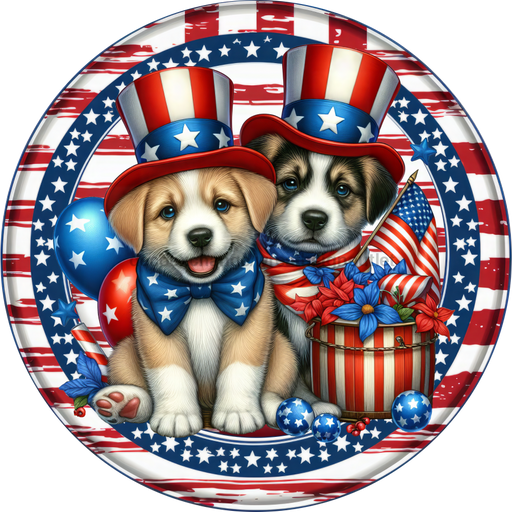 Patriotic Sign Partriotic Dog Decoe-5180 10’ Metal Round