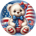 Patriotic Sign Teddy Bear Decoe-5173 10’ Metal Round