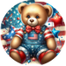 Patriotic Sign Teddy Bear Decoe-5174 10’ Metal Round