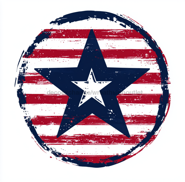 Patriotic Star Sign, DCO-13243, Sign For Wreath, 10x10" Metal Sign