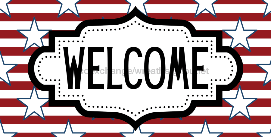 Patriotic Welcome Sign Dco-01221 For Wreath 6X12 Metal