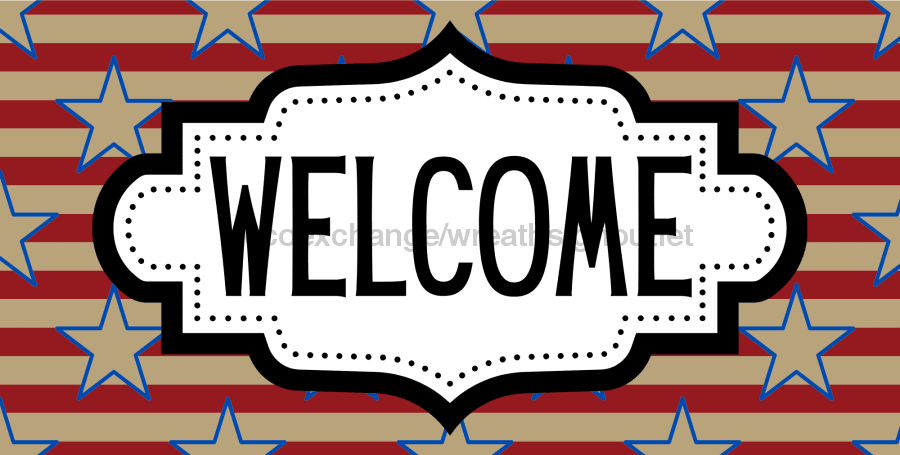 Patriotic Welcome Sign Dco-01225 For Wreath 6X12 Metal