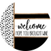 Paw Print Door Hanger, Welcome Brought Wine Door Hanger, DCO-01878-DH, 18" Round Wood