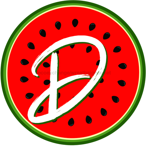 Personalized Watermelon Sign Initial Monogram Decoe-4086-Dh-Custom 18 Wood Round