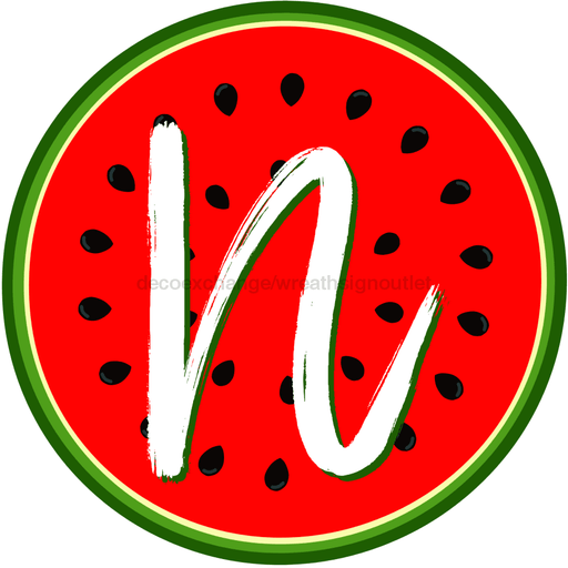 Personalized Watermelon Sign Initial Monogram Decoe-4086-Dh-Custom 18 Wood Round