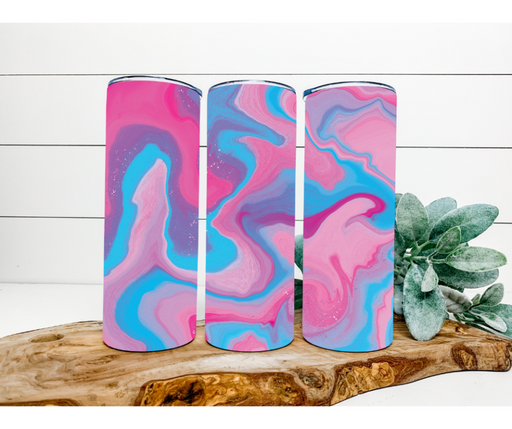 Pink and Blue Swirl Tumbler, 20 oz Skinny Tumbler DECOETUMBLER-193 - DecoExchange