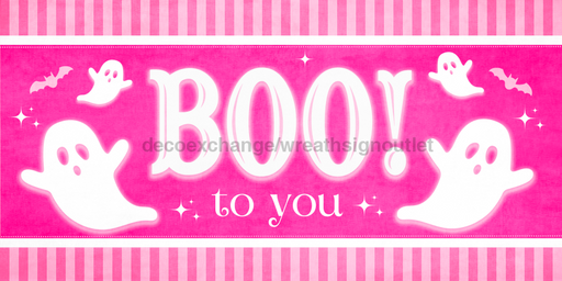 Pink Boo Halloween Sign Decoe - 5234 For Wreath 6X12’ Metal