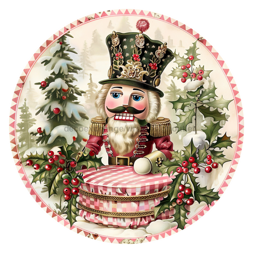 Pink Christmas Nutcracker, DCO-102658-D, Sign For Wreath, 18" Door Hanger