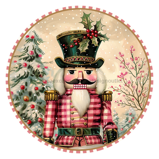 Pink Christmas Nutcracker, DCO-102662-D, Sign For Wreath, 18" Door Hanger