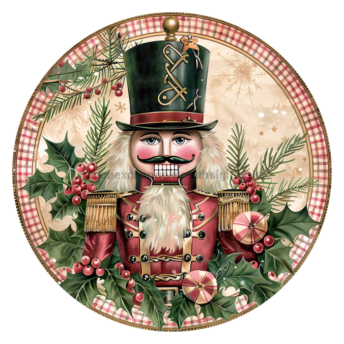 Pink Christmas Nutcracker, DCO-102664-D, Sign For Wreath, 10" Wood Sign