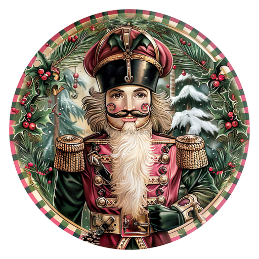 Pink Christmas Nutcracker, DCO-102665-D, Sign For Wreath, 10" Wood Sign
