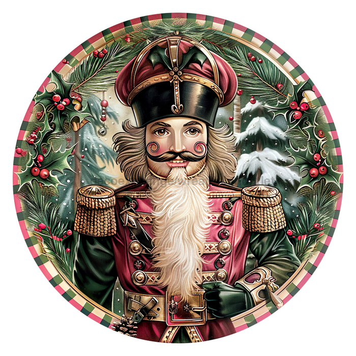 Pink Christmas Nutcracker, DCO-102665-D, Sign For Wreath, 10" Wood Sign