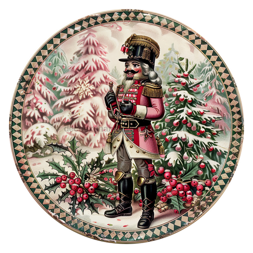 Pink Christmas Nutcracker, DCO-102666-D, Sign For Wreath, 10" Wood Sign