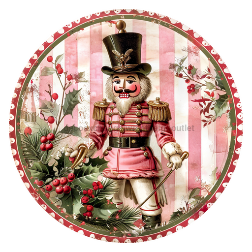 Pink Christmas Nutcracker, DCO-102668-D, Sign For Wreath, 18" Door Hanger