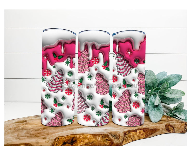 Pink Christmas Trees Tumbler 20 Oz Skinny Decoetumbler-350